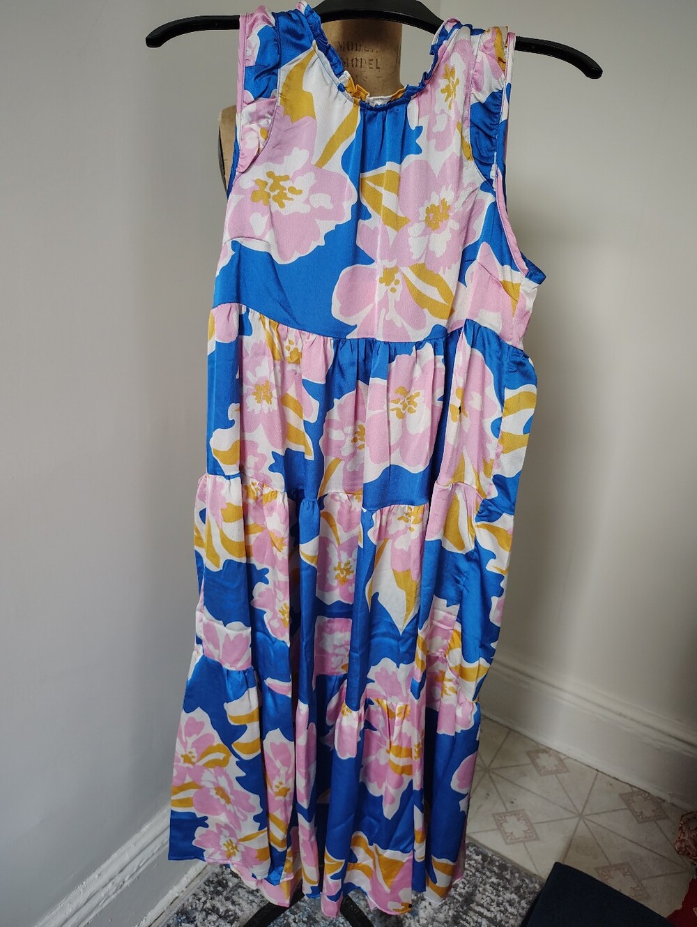 Umgee Blue Pink Yellow Floral Maxi Dress